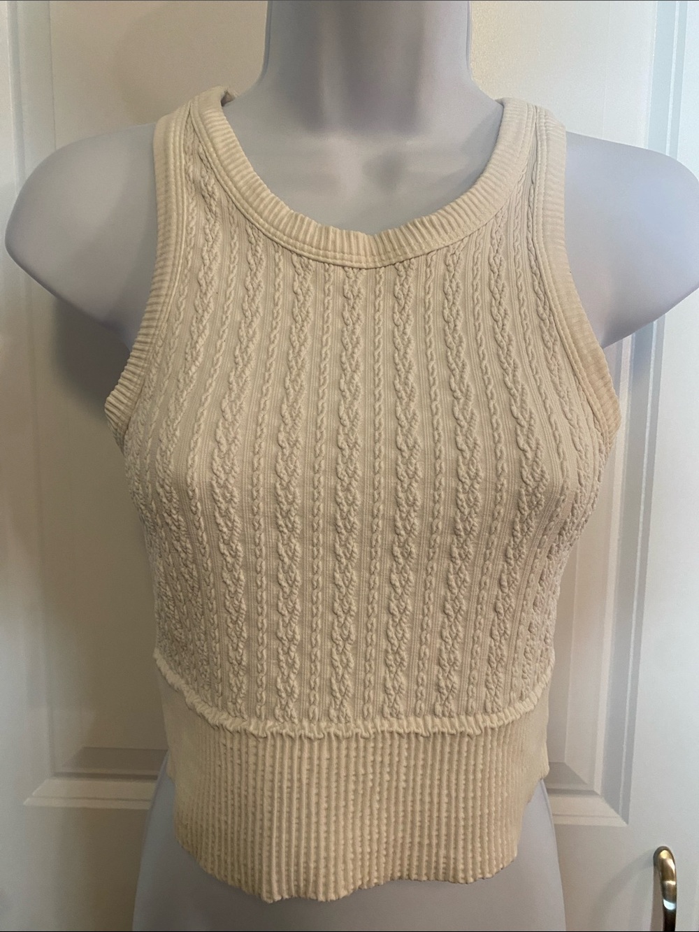 Nikibiki White Cable Knit Tank Top